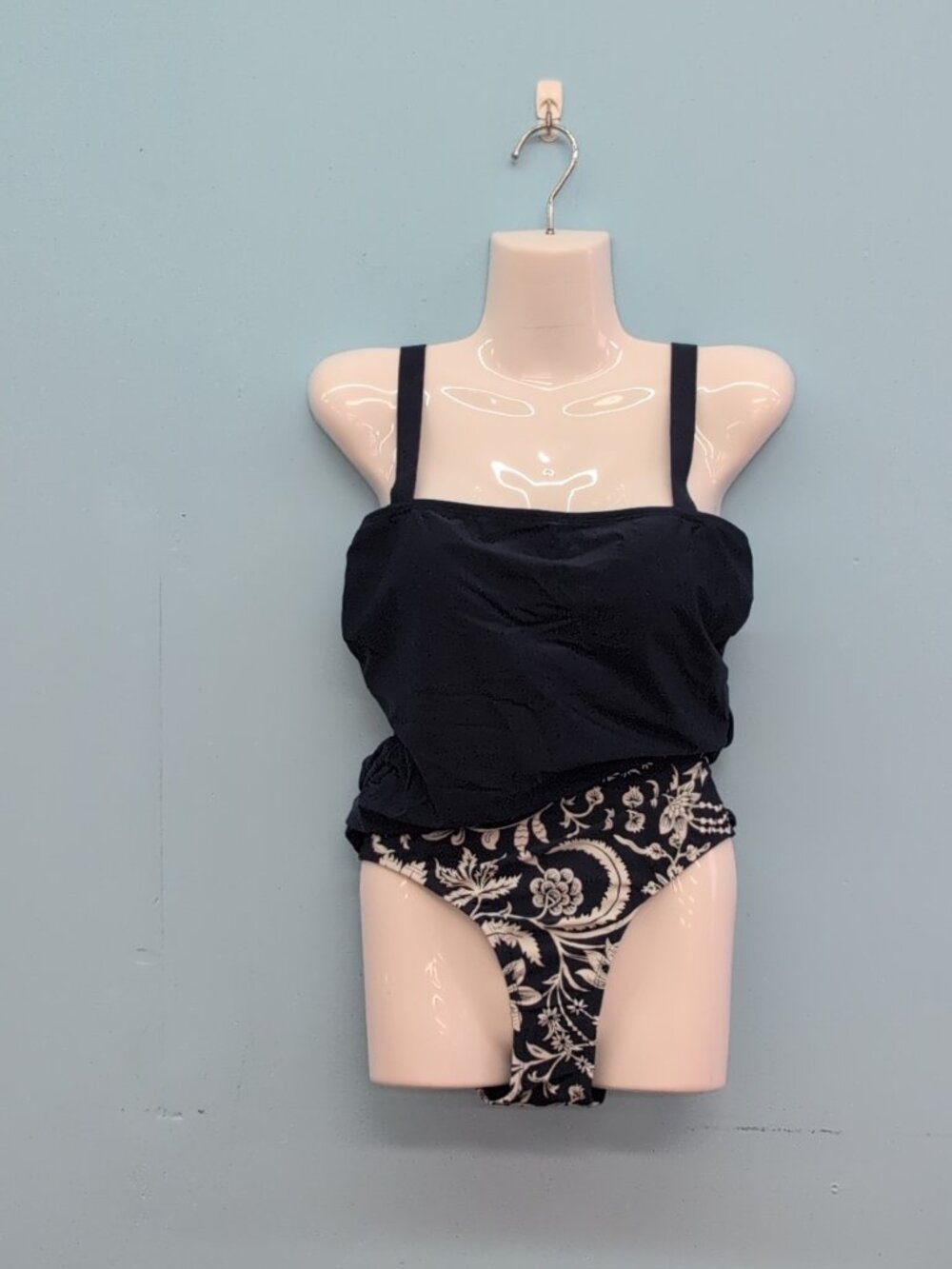 Cupshe Ruched Tankini Top & Bottoms Set Medium Blue Blooms CAA12D4M079UM